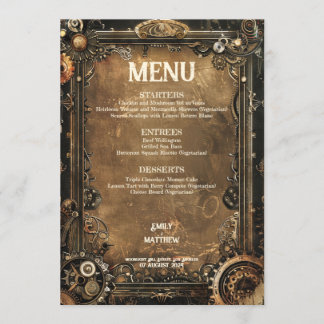 Steampunk Noir Affair Wedding Menu Menükarte