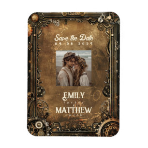 Steampunk Noir Affair Wedding rettet das Datum Magnet