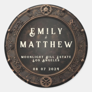 Steampunk Noir Affair Wedding Runder Aufkleber