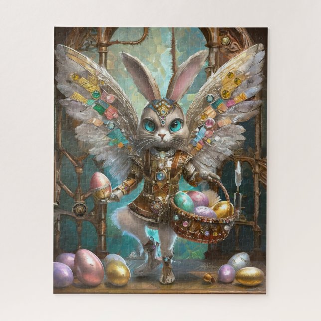 Steampunk Oaster Bunny Angel Knight's Apprentice Puzzle (Vertikal)