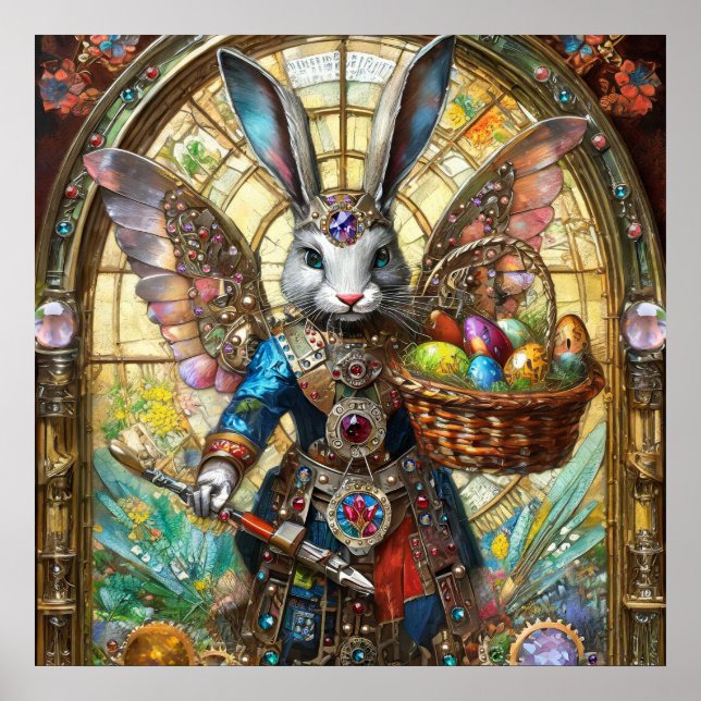 Steampunk Oaster Bunny Warrior Angel Poster (Vorne)