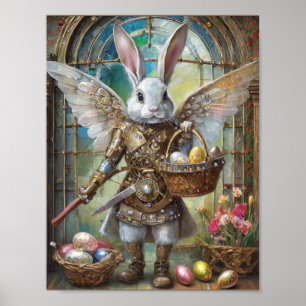 Steampunk Oaster Bunny Warrior Angel Poster