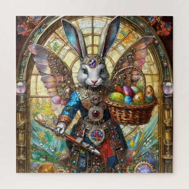 Steampunk Oaster Bunny Warrior Angel Puzzle (Vertikal)