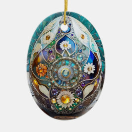 Steampunk Oaster Verziert Blue Egg Keramik Ornament