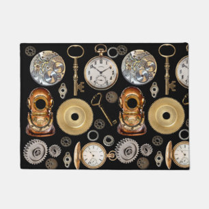 Steampunk-Objekte Gears Pocket Uhr Skeletttasten Fußmatte