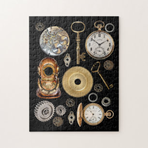 Steampunk-Objekte Gears Pocket Uhr Skeletttasten Puzzle