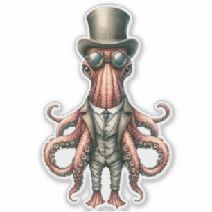 Steampunk Octopus Aufkleber