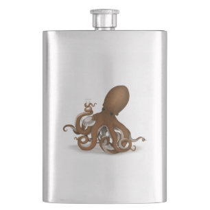Steampunk Octopus Holding Flask Science Chemie Flachmann