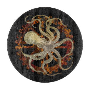 Steampunk Octopus Rusty Clockwork Cutting Board Schneidebrett