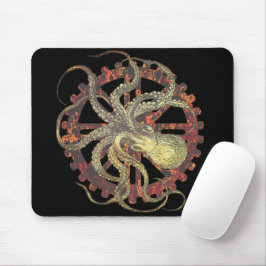 Steampunk Octopus & Rusty Uhrwerk Gear Mousepad