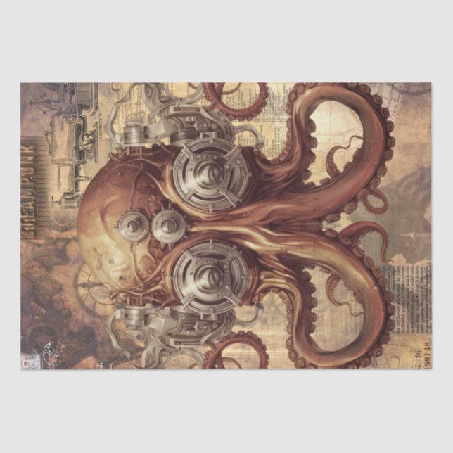 Steampunk Octopus Seidenpapier (Vorderseite)