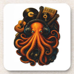 "Steampunk Octopus Sticker - Music Fantasy Vinyl D Getränkeuntersetzer