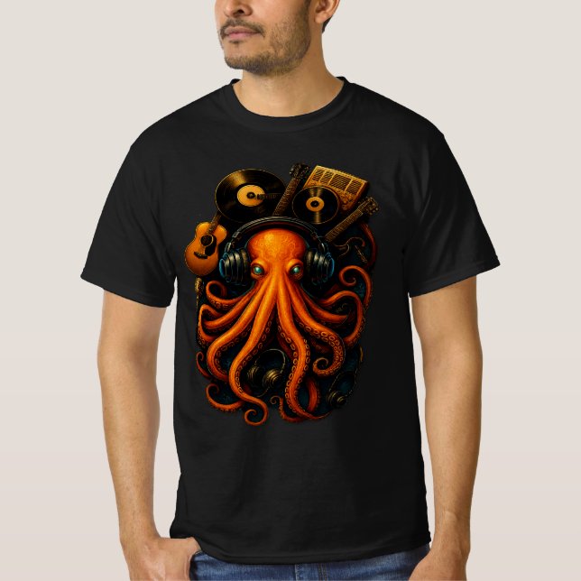 Steampunk Octopus T - Shirt - Musik und Fantasie A (Vorderseite)