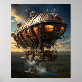 Steampunk Odyssey: Vintage Kunst in Wasserfarben Poster