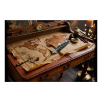 Steampunk Olde Worlde Map and Desk