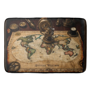 Steampunk Olde Worlde Map Badematte