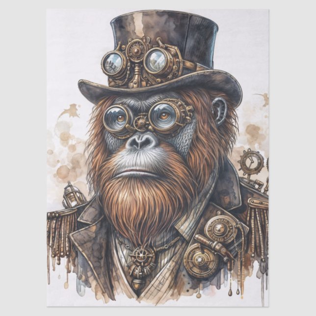 Steampunk Orangutan Art Seidenpapier (Vorderseite)