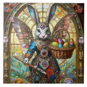 Steampunk-Osterhasen-Krieger-Engel Fliese
