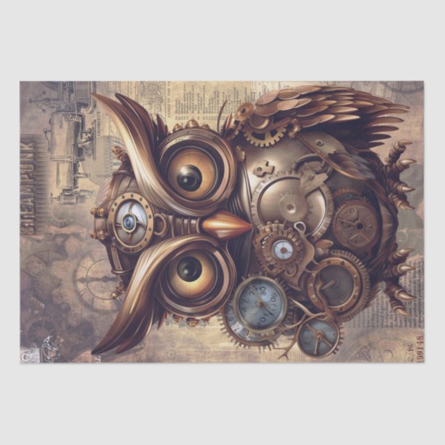 Steampunk Owl Seidenpapier (Vorderseite)