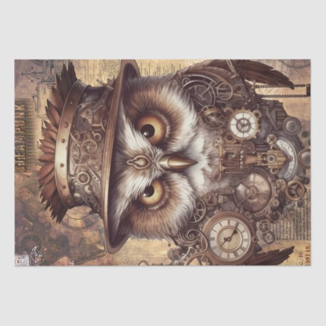 Steampunk Owl Seidenpapier (Vorderseite)