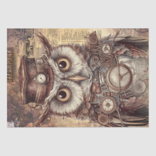 Steampunk Owl Seidenpapier (Vorderseite)