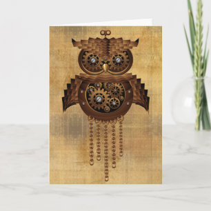 Steampunk Owl Vintag Style Grußkarten Karte