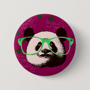 Steampunk Panda Bear in Brille mit Mustache Button