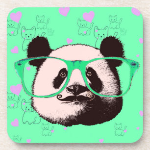 Steampunk Panda Bear in Brille mit Mustache Getränkeuntersetzer