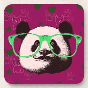 Steampunk Panda Bear in Brille mit Mustache Untersetzer