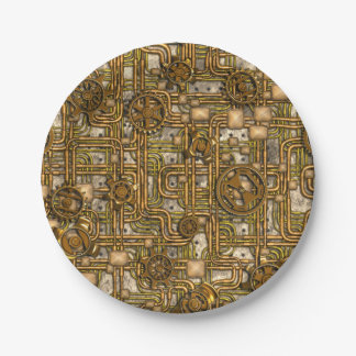 Steampunk-Panel - Gänge und Rohre - Messing Pappteller