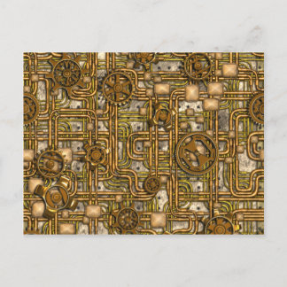 Steampunk-Panel - Gänge und Rohre - Messing Postkarte