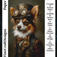Steampunk Papillon Dog Portrait CQ1 Craft Paper