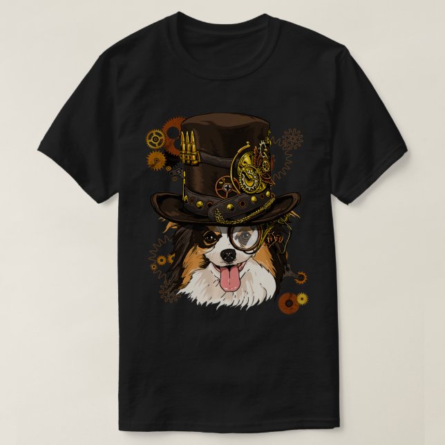 Steampunk Papillon Dog Steampunk Lovers Gift Pull T-Shirt (Design vorne)