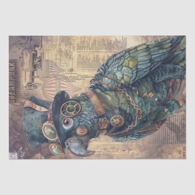 Steampunk Parrot Seidenpapier (Vorderseite)