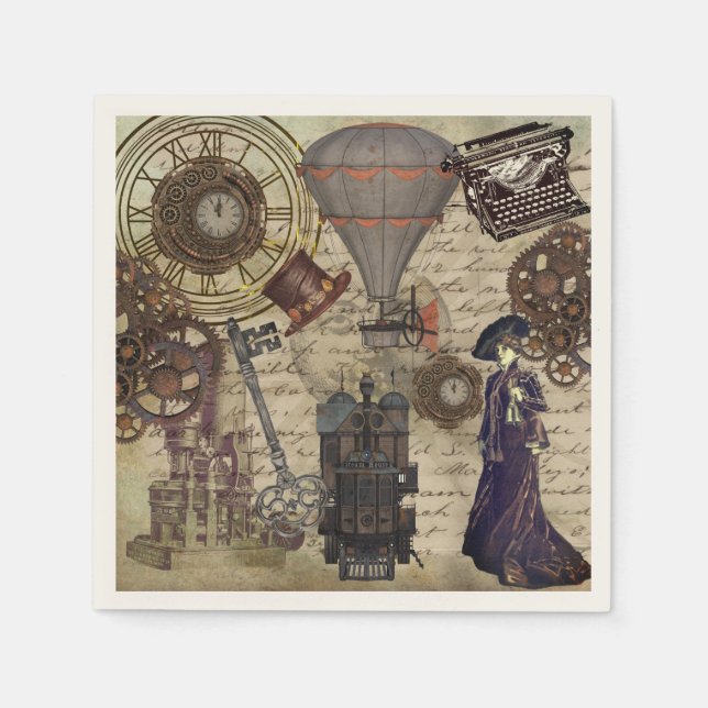 Steampunk-Party liefert Vintage industrielle Serviette (Vorderseite)