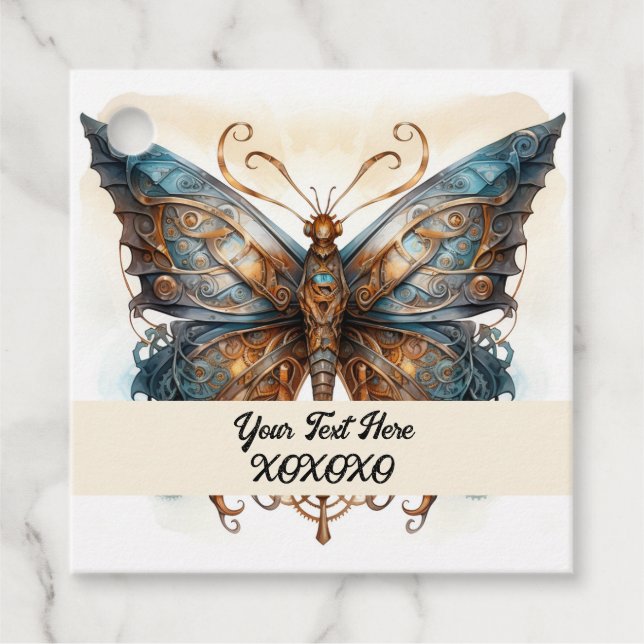 Steampunk-Party-Schmetterling Geschenkanhänger (Vorderseite)