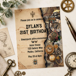 Steampunk-Party Vintage Viktorianische Einladung