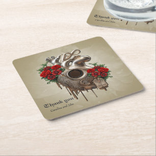 Steampunk Passion, das mechanische Herz der Liebe. Rechteckiger Pappuntersetzer