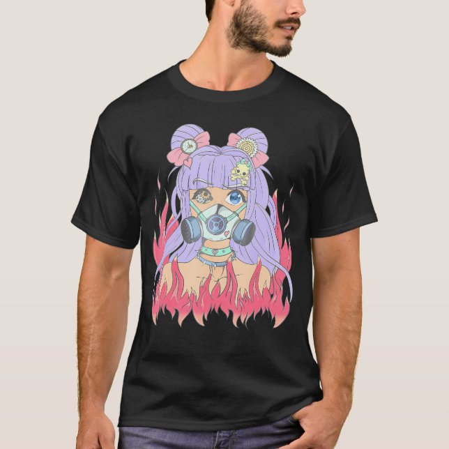Steampunk Pastel Goth Yami Kawaii Anime Girl Creep T-Shirt (Vorderseite)