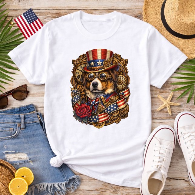 Steampunk-Patriotenhund T-Shirt (Von Creator hochgeladen)