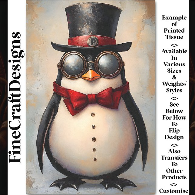 Steampunk Penguin Custom Initial BA1 Decoupage Seidenpapier (Von Creator hochgeladen)