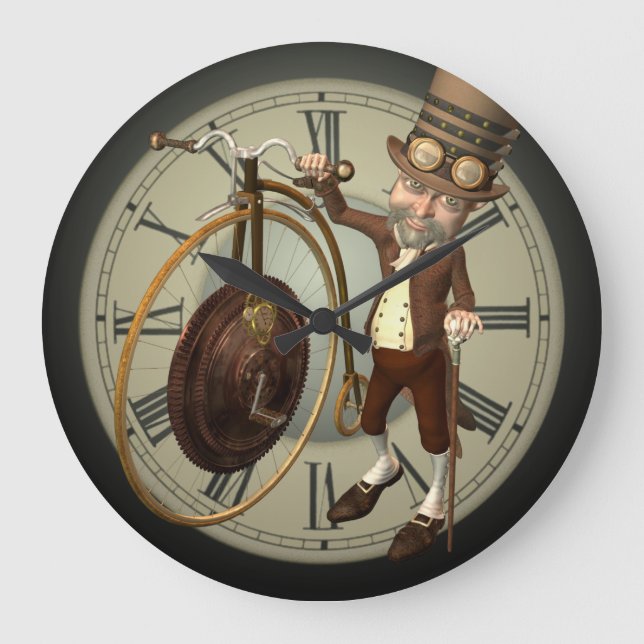 Steampunk Penny Farthing Große Wanduhr (Vorderseite)