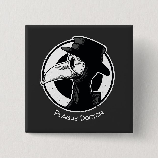 Steampunk-Pestdoktor-Vogelmaske B/W Button (Vorderseite)