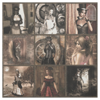 Steampunk-Pinups Quilblock-Druck Stoff