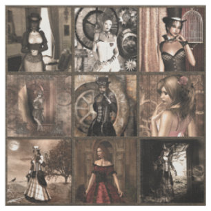 Steampunk Pinups Quiltblockdruck Stoff