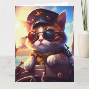 Steampunk Pirate Ship Captain Cat Karte