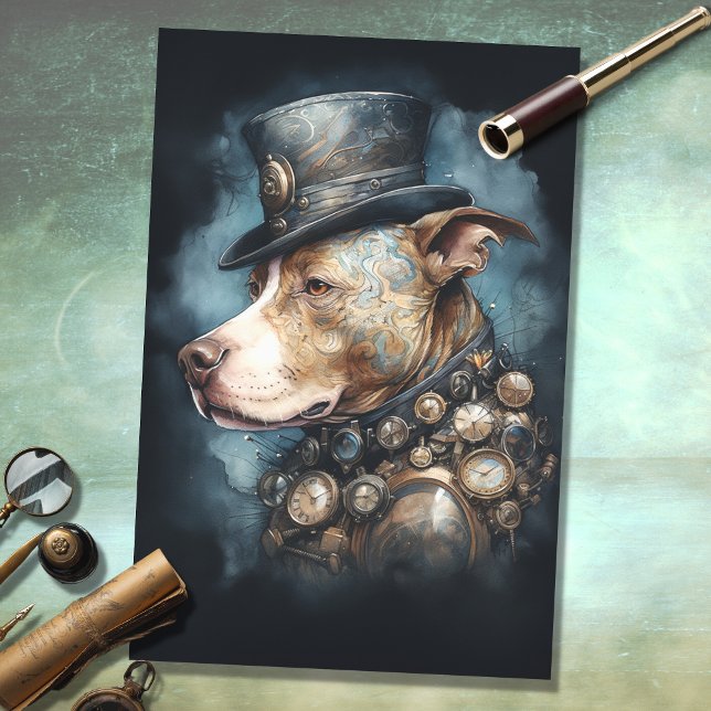 Steampunk Pit Bull 1 Decoupage Paper Seidenpapier (Von Creator hochgeladen)