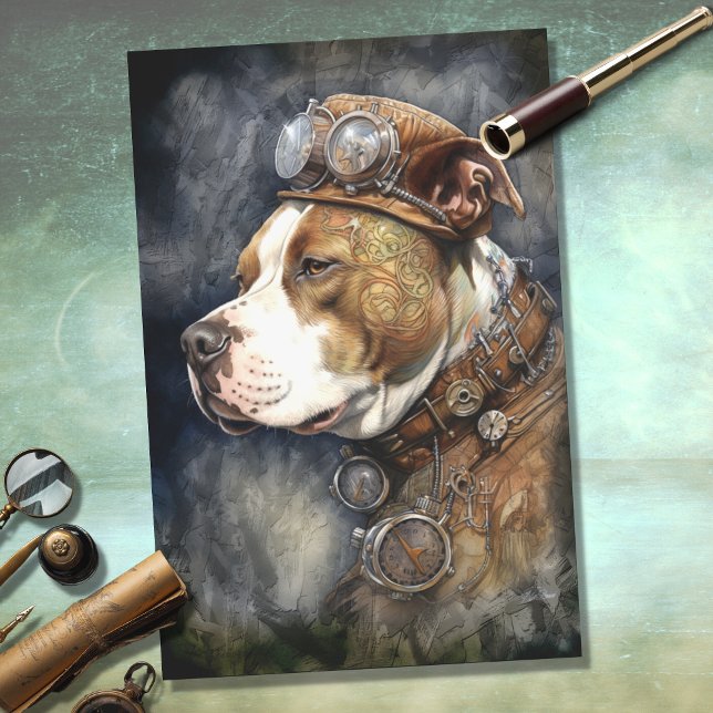 Steampunk Pit Bull 2 Decoupage Paper Seidenpapier (Von Creator hochgeladen)