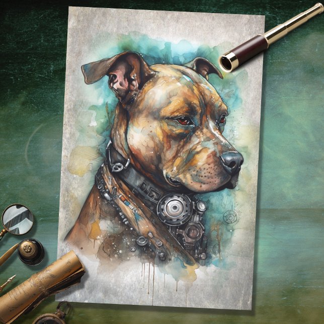 Steampunk Pit Bull 3 Decoupage Paper Seidenpapier (Von Creator hochgeladen)