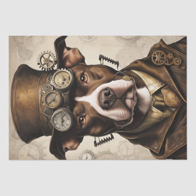 Steampunk Pitbull Decoupage Paper Seidenpapier (Vorderseite)